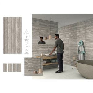 Carreaux de sol et de mur en porcelaine effet marbre Stratos Grey 60x120cm, brillants, résistants, 20mm PVC - Product Image 3