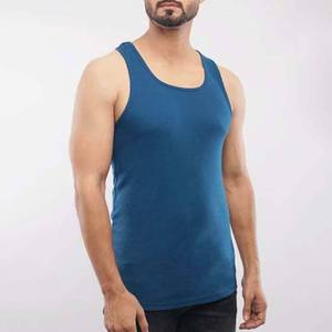 Men's <b>Navy</b> Blue Sleeveless O-Neck Tank <b>Top</b> Casual Knitted Solid Color Fit - Product Image 5