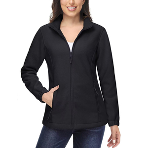 Damen Blaue Fleecejacke mit Reißverschluss Stehkragen Lässige Herbstkleidung Einfarbig Polyester-Material Reguläre Passform - Product Image 6