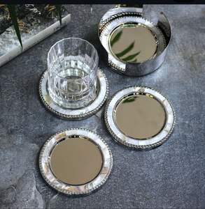 Indian Handmade Square Metal Mango Wood <b>Drink</b> <b>Coasters</b> for Tea Cups Coffee Mugs <b>Coaster</b> Vintage Design and Stocked Home Decor - Product Image 4