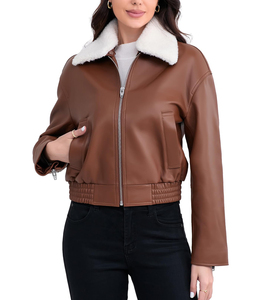2026 New European Motorcycle Ladies <b>Leather</b> <b>Jacket</b> Large Size Short Slim <b>Long</b> Sleeve <b>Leather</b> <b>Jacket</b> Women - Product Image 3