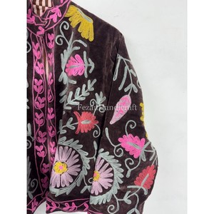 Floral Embroidery Jacket Handmade Velvet Short Unisex Jacket With Inside Cotton Lining Women's Casual Jacket - Product Image 2