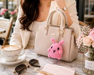 Indian Exporter Handmade Crochet Purse <b>Bag</b> Keychain for Women Soft Cotton Yarn Cute Charm <b>Key</b> <b>Ring</b> Gift Accessory for Sale - Product Image 1