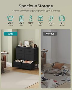 ตู้ลิ้นชักผ้า 6 ชั้น สีดำ สไตล์โมเดิร์น สำหรับห้องนอนและห้องนั่งเล่น - Product Image 4