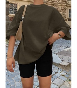 Nueva Llegada: Camiseta de Mujer 100% Algodón Sólido, Manga Media, Hombro Caído, Oversize, Casual, Holgada y Transpirable - Bangladesh - Product Image 5