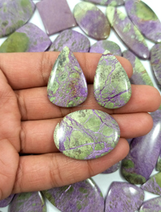 Pierres précieuses en stichtite naturelle de qualité supérieure, de formes variées, finition élégante pour la création de bijoux en argent - Product Image 5