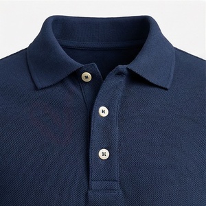 Polo à manches courtes pour homme, bleu marine, coton piqué, respirant, coupe classique, tricot uni, design décontracté - Product Image 4