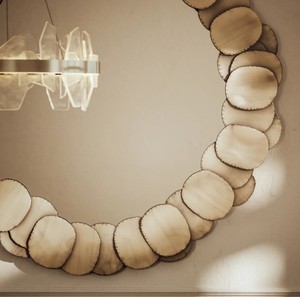 Wood Slice <b>Frame</b> Wall <b>Mirror</b> – Round Rustic Natural Wood Decorative <b>Mirror</b> for Living Room & Home Decor - Product Image 3