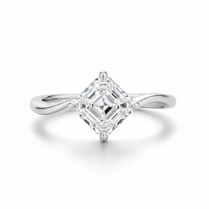 Nuevo Anillo de Diamante Cultivado en Laboratorio de Oro Blanco de 14K/18K Personalizado, Regalo para Mujer, 1 Ct, Corte Asscher, Anillo Solitario, Regalo de San Valentín, Anillo Fino - Product Image 1