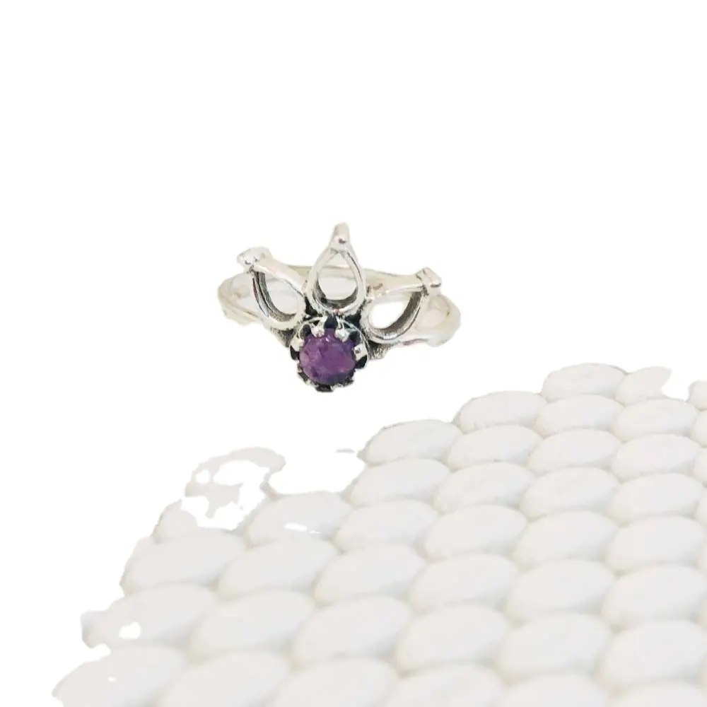 Lotus Style Schöner Ring 925 Sterling Silber Hochwertiges einzigartiges Design Natürlicher Amethyst Edelstein Großhandels preis Netter Ring