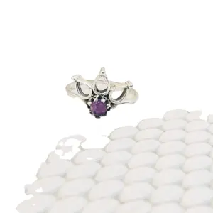 荷花风格漂亮戒指925纯银高品质独特设计天然紫水晶宝石批发价可爱戒指