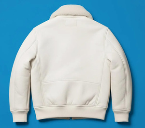 Chaqueta de Cuero Personalizada con Cuello de Piel de Oveja Blanca Genuina, Hecha a Mano, de Calidad Clásica, Corte Moderno, Cuero de Primera Calidad - Product Image 4