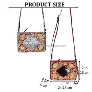 Bolso bandolera pequeño de cuero genuino con diseño artesanal, venta al por mayor directa de fábrica, para mujer, de piel de vaca natural, mini bolso cuadrado de mano. - Product Image 2