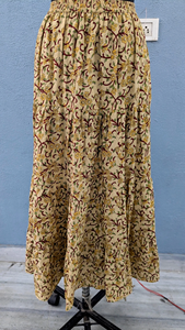 Ethnic Women's Summer Dress Hand Block Printed Cotton Long Maxi <b>Skirt</b> <b>with</b> <b>Elastic</b> <b>Waist</b> Breathable Sustainable Casual Style - Product Image 3