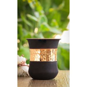 Black Grip Copper Water Bottle Dual Finish Hammered Design Leakproof Handcrafted Reusable Ayurvedic Drinking Bottle - Product Image 4