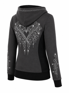Sudadera con Capucha para Mujer con Diseño Gráfico de Pedrería, Suave y Cálida, Informal, con Capucha Ajustable con Cordón, Sudadera con Capucha de Pedrería - Product Image 3