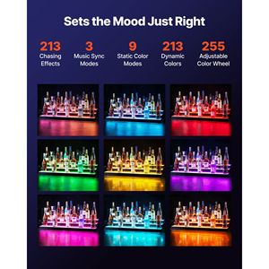 LED Lighted 3-Tier 40-Inch Acrylic Home <b>Bar</b> <b>Shelf</b> Display RF Remote App Control Illuminated Liquor Bottle Display - Product Image 2