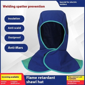 Casque de soudage en cuir de vachette ignifuge, protection du cou et de la tête, casquette de sécurité pour la soudure, en vente en ligne - Product Image 3