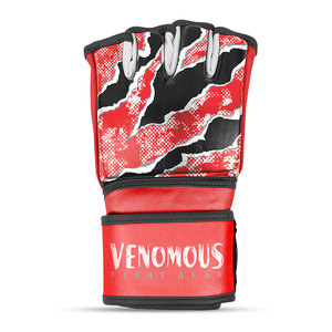 Guantes de MMA Venomous Red Viper de Cuero con Palma Abierta, Correa Ajustable para la Muñeca, Unisex, para Entrenamiento y Combate, Muay Thai - Product Image 2
