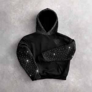 Sweat à capuche en molleton noir pour homme, logo brodé, style streetwear, vêtement d'hiver, coupe classique, manches classiques, 100% molleton - Product Image 3