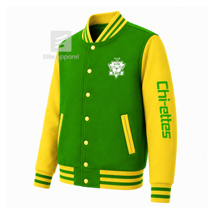เสื้อแจ็คเก็ตวาร์ซิตี้ชมรมนักศึกษาชื่อ "ชิ เอต้า ฟี" สีเขียวและเหลือง แขนยาว ซิปด้านหน้า คอเสื้อมีแถบ ปักโลโก้ ผ้าฝ้าย - Product Image 2