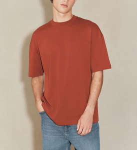 T-shirt vierge OEM personnalisé de luxe pour hommes, 100 % coton épais 260 GSM, col rond, coupe oversize et carrée, idéal pour l'été – Vente en gros - Product Image 4