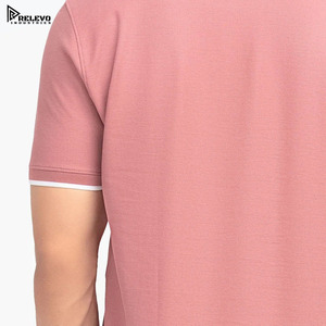 Chemise à manches courtes rose respirante pour homme Relevo Industries, couleur unie, tricot en coton, logo imprimé par transfert thermique sur le devant - Product Image 6