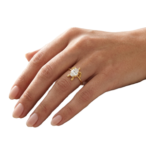 Bague de fiançailles minimaliste en or massif 18 carats avec moissanite taille ovale et diamant de laboratoire, motif tortue tendance, vente en gros - Product Image 6