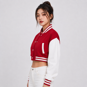 Premium Women Cropped Varsity Jacket Crafted With Soft Fabric Breathable Comfort And Modern Streetwear Style For Fashion - Product Image 5