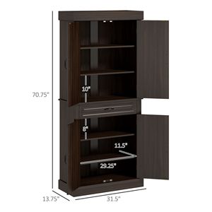 "Modern Solid Wood MDF 4-Door 2-Cabinet <b>Kitchen</b> <b>Pantry</b> with Large Drawers for Efficient Storage" - Product Image 3
