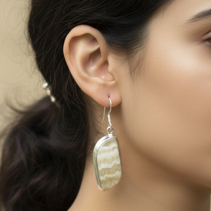 Boucles d'oreilles pendantes en agate rayée naturelle pour femmes, en argent 925 plaqué or rose et or jaune, bijoux faits à la main pour femme, petite amie, elle - Product Image 2