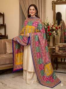 Dupatta de Seda Tradicional para Mujer con Bordado a Mano, Reversible, Largo hasta la Rodilla, Corte Holgado, Estilo Indio y Pakistaní para Bodas - Product Image 6