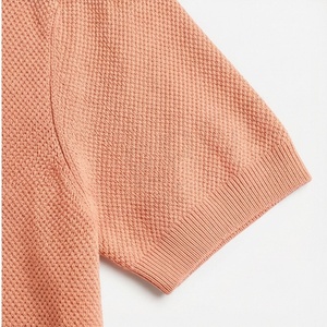 Men's <b>Peach</b> Knitted Short Sleeve Polo <b>Shirt</b> With Zipper Casual Solid Design Regular Fit - Product Image 6
