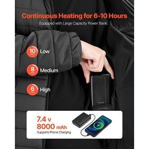 Giacca Riscaldata da Donna con Batteria 7.4V, Cappotto Elettrico con 4 Zone di Riscaldamento, Antivento, Leggero, per Sci e Neve - Product Image 3