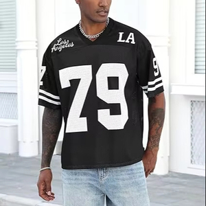 เสื้อเจอร์ซีย์ตาข่ายแบบสั่งทำทรงโอเวอร์ไซส์ สไตล์สตรีทแวร์ พิมพ์ลายกราฟิกตัวเลข แฟชั่นฮิปฮอป คอวี ระบายอากาศได้ดี เหมาะสำหรับเล่นบาสเกตบอล - Product Image 1