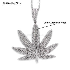 Colgante de Hoja con Moissanita de Corte Redondo, Plata de Ley 925 con Baño de Rodio, Estilo Hip Hop, Joyería Moderna para Regalos de Aniversario para Hombre - Product Image 2