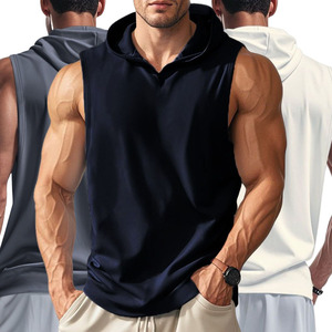 Custom Logo Wholesale Men Sleeveless Workout Hoodie Custom Sleeveless Gym Hoodies Men Gym Hooded Tank <b>Top</b> for Men - Product Image 4