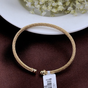 Wholesale Supplier Factory 925 Sterling <b>Silver</b> Yellow Gold Plated Woven Mesh Open Cuff <b>Bangle</b> <b>Bracelet</b> Flexible Handmade Jewelry - Product Image 3