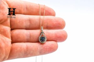 Elegant Teardrop Diamond Cluster <b>Pendant</b> Necklace in <b>Solid</b> <b>Gold</b> – Fine Jewelry by Heerak Diamonds - Product Image 1