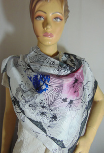 Elegante Pañuelo de Seda con Estampado Floral para Mujer, Cuadrado, Multicolor, Accesorio de Moda para Todas las Temporadas, 100% Seda, Multicolor, Elegante - Product Image 3