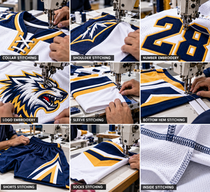 เสื้อฮอกกี้น้ำแข็งสีขาวสำหรับผู้ชาย พร้อมโลโก้หมาป่าปัก 3 มิติ แบบผูกคอ แขนยาว ชุดกีฬา - Product Image 4