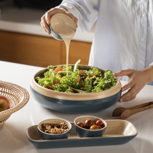 Bol à salade en bambou tressé à prix abordable pour ustensiles de cuisine, bols de service modernes personnalisés, vaisselle OEM/ODM fabriquée au Vietnam - Product Image 5