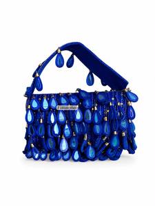 Bohemian Beaded Women's Handbag Blue Teardrop Decor Single Strap Party Wedding Clutch Bag - Product Image 1