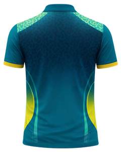 เสื้อโปโลผู้ชายสีเขียวอมฟ้าและเหลือง แขนสั้น ลายกราฟิก ชุดกีฬา ระบายอากาศได้ดี โพลีเอสเตอร์ เสื้อยืดลำลองสำหรับฝึกซ้อมและตีกอล์ฟ - Product Image 2