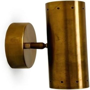 Mid Century Modern Brass <b>Wall</b> <b>Sconce</b> – Solid Brass Cylindrical <b>Wall</b> <b>Light</b>, Vintage Style Indoor <b>Wall</b> Lamp for Bedroom, Living - Product Image 1