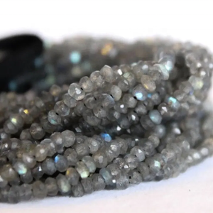 Hilo de cuentas de piedras preciosas sueltas certificadas Rondelle facetadas de labradorita Natural de 4mm de excelente calidad para la fabricación de joyas del proveedor - Product Image 1