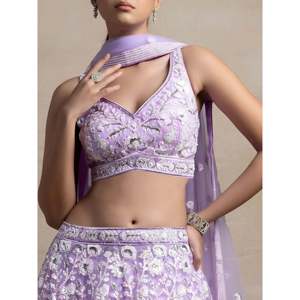 Bridesmaid Lehenga Choli Set with Lavender <b>Sequins</b> Net Dupatta - Product Image 3