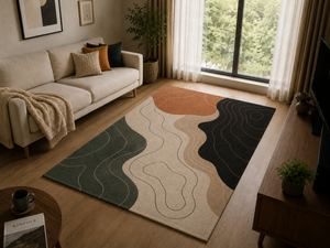 Custom Hand Tufted Wool <b>Rug</b> Modern Abstract Topographic Earth Tone Area <b>Rug</b> for Living Room Mid Century <b>Boho</b> Carpet OEM - Product Image 1