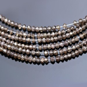 Chaîne de perles de diamant champagne naturel, perles de diamant facettées en forme de rondelle, 15 pouces, fournitures de fabrication de bijoux de luxe - Product Image 3