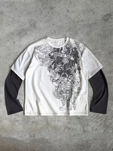 Camiseta de Manga Larga de Doble Capa con Estampado de Alma Inmortal para Hombre, Estilo Urbano, 100% Algodón, Color Sólido, Fabricada por OEM - Product Image 1